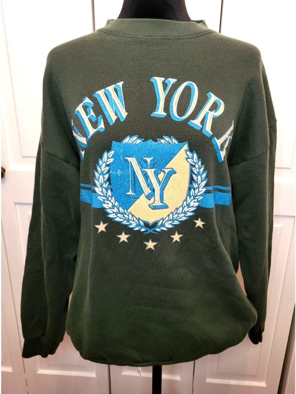 Vintage 90s Ultimate Sportswear XL Hunter Green New York Graphic Sweatshirt USA